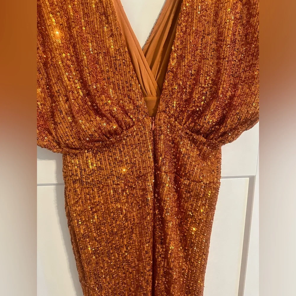 Rust Kimono Sleeve Maxi Occassion Dress - Picture 16 of 17